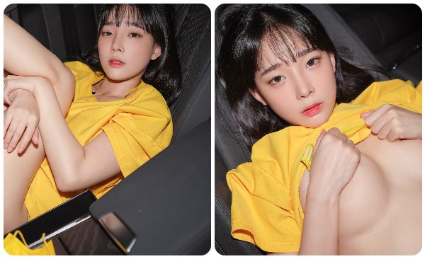 身穿黃色服裝的中國妹子，超級可愛