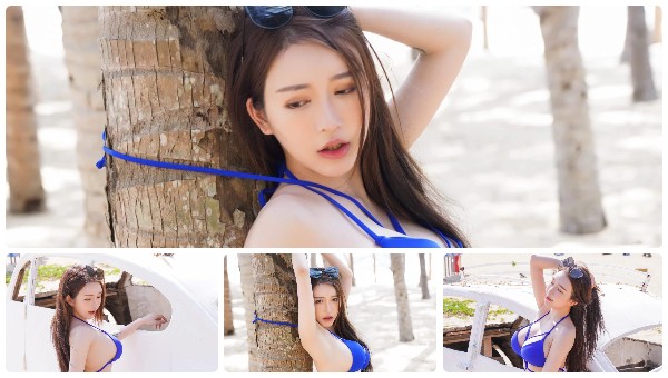身穿比基尼在海灘上展現絕美身姿的美女