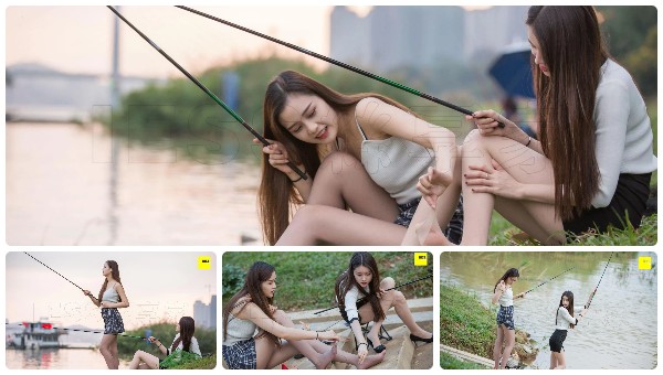 偷拍兩位正在釣魚的清新美女