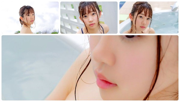 泳池邊的可愛妹子